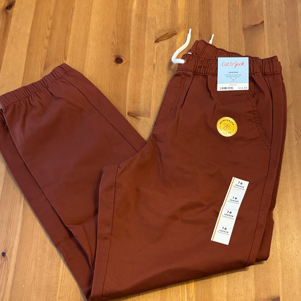 NWT! Cat & Jack Brick Red Jogger Pants Size 16